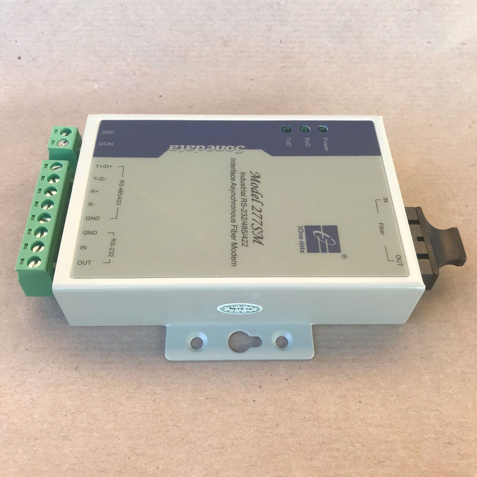 3ONEDATA 277SM INTERFACE ASYNCHRONOUS FIBER MODEM RS232/485/422 MODEL277SSC20KM
