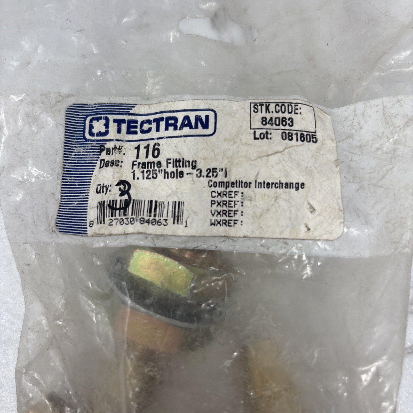TECTRAN FRAME FITTING 1.125″ HOLE – 3.25″ 116 84063 (PACK OF 3)