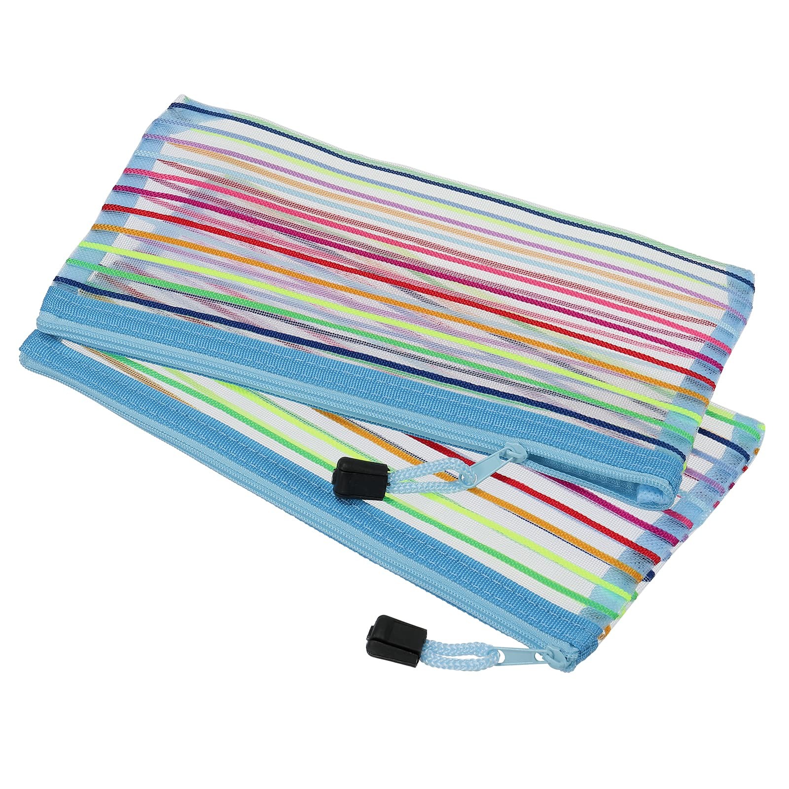 MECCANIXITY Mesh Zipper Pouches, B6 Colorful Pencil Case Document Sky Blue