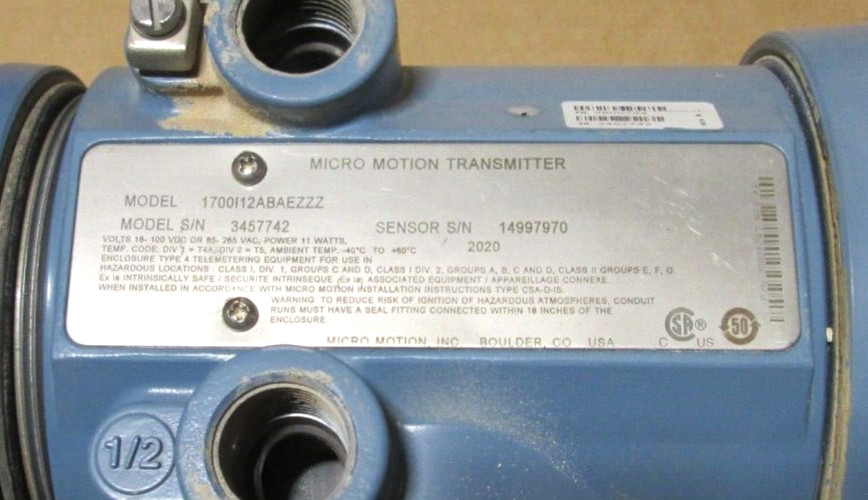 MICRO MOTION, R200S420NCAAEZYZZ, 1700I12ABAEZZZ, 2″ X 1-1/2″ 600#, USED