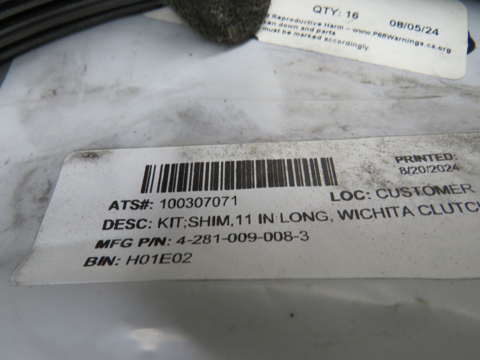 Wichita Clutch 4-281-009-008-3 Shim Kit 16 Shims