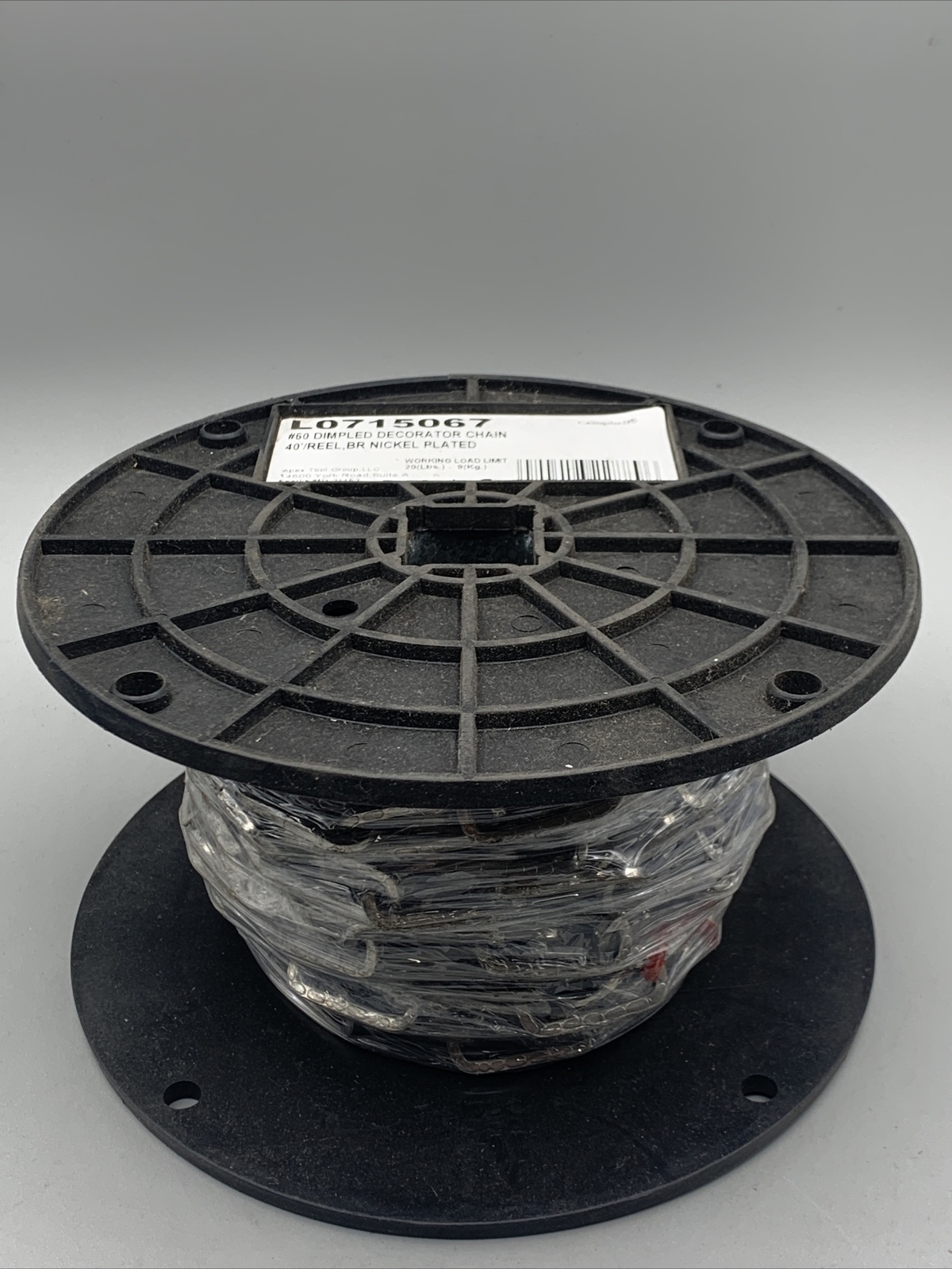 Campbell Dimpled Decorator Chain 40’/Reel, BR Nickel Plated L0715067