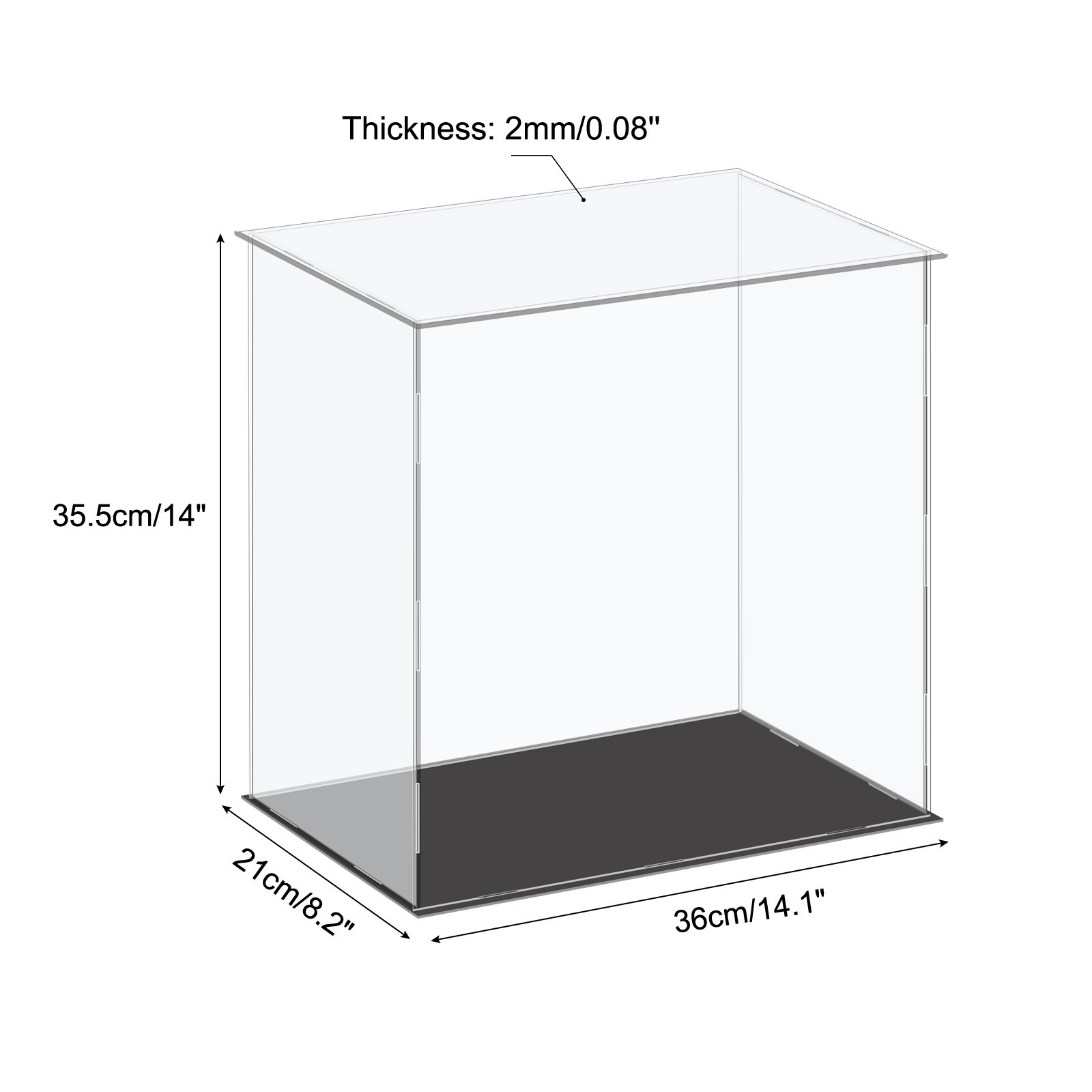 Acrylic Display Case Plastic Box Cube Storage Box Clear 36x21x35.5cm