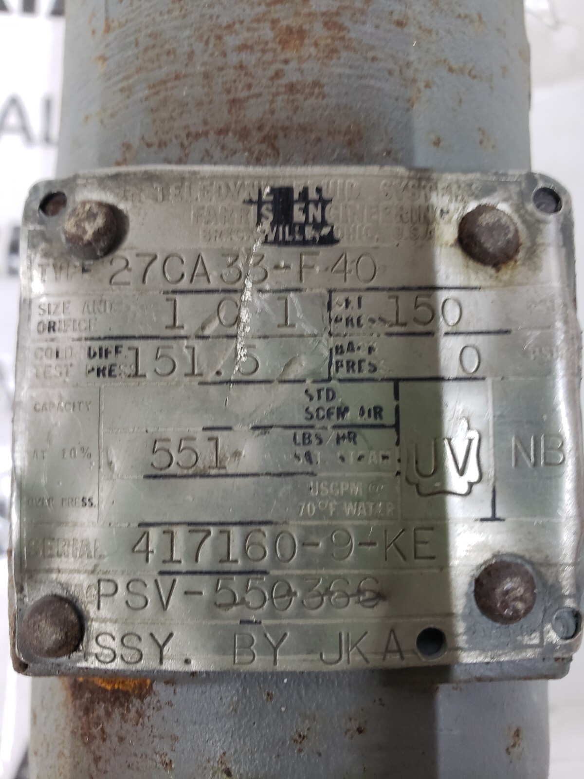 FARRIS 27CA33-F40 RELIEF VALVE SIZE 1”