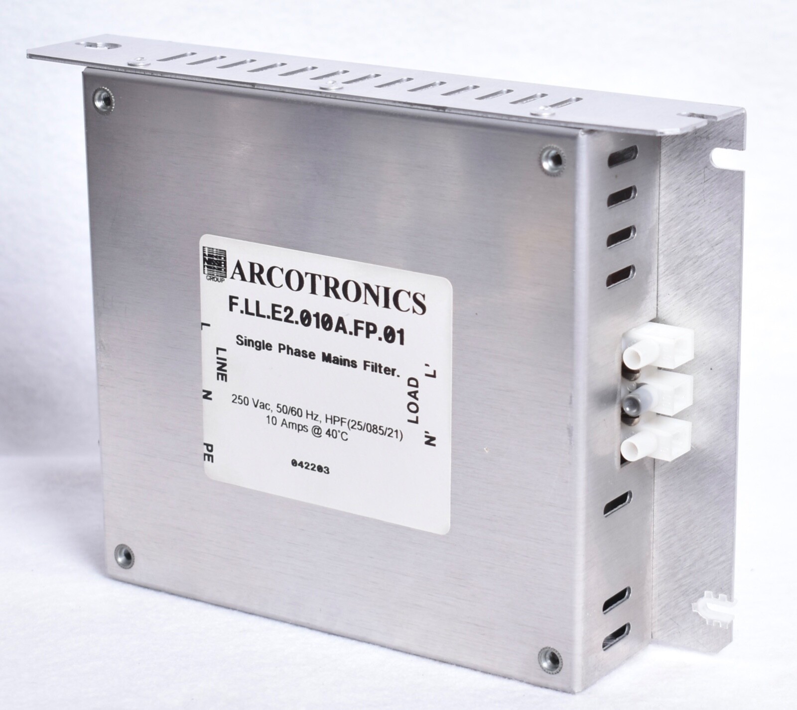 Arcotronics 250VAC 50/60Hz 10AMP Single Phase Mains Filter F.LL.E2.010A.FP.01