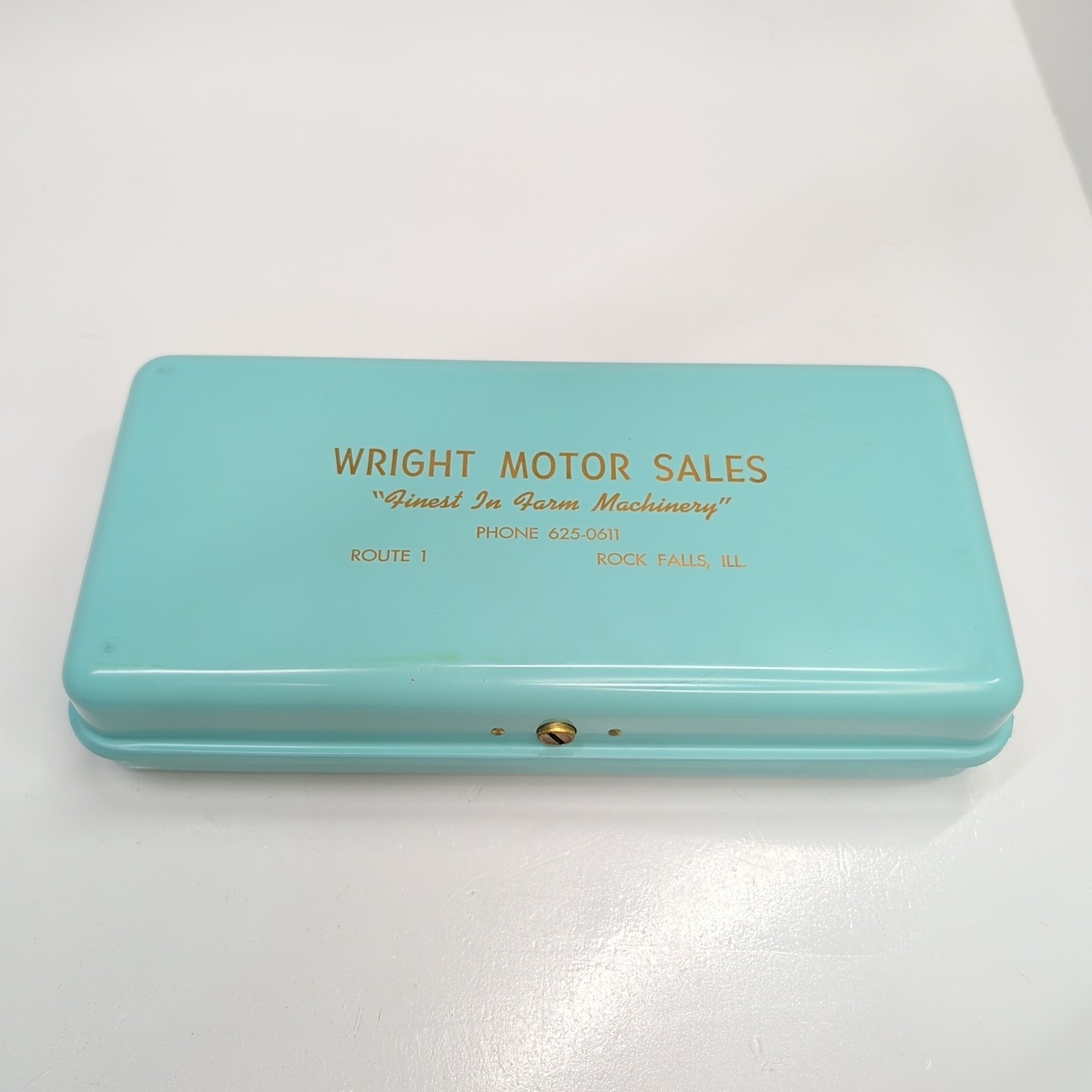 Vintage Metal Cash Lock Box Wright Motor Sales Rock Falls Illinois No Key Farm