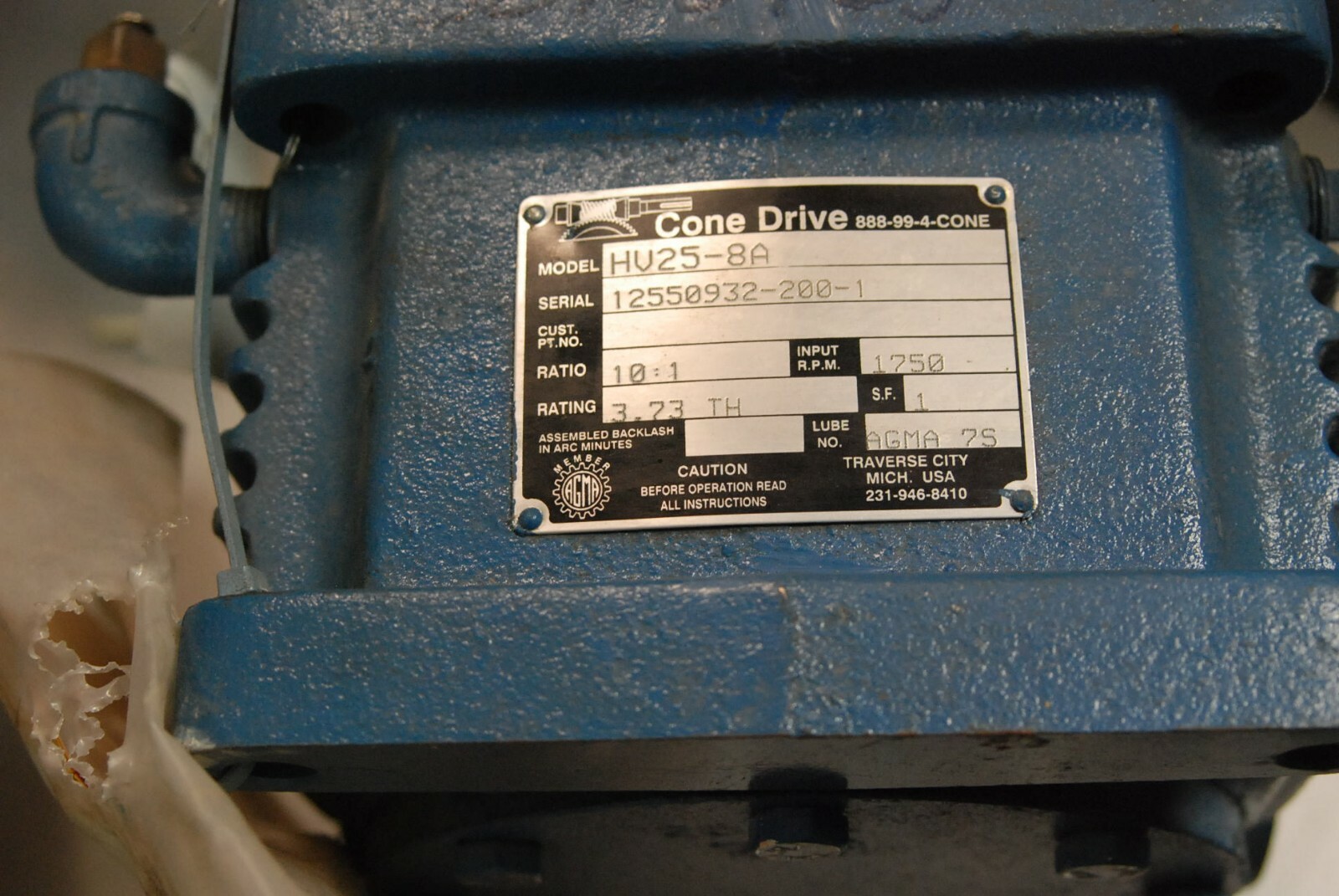 CONE DRIVE HV25-8A 10:1 WORM GEAR REDUCER New no Box