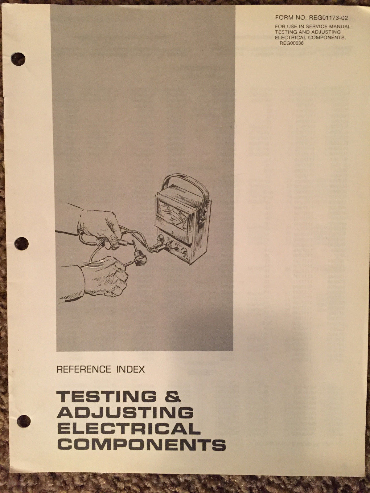 Caterpillar Testing & Adjusting Electrical Components Reference Index 1981