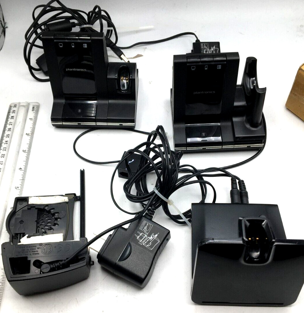 Plantronics Lot of 7 Dect 6.0 W02 Base Station, Adapter, AC Adapters, Lifter