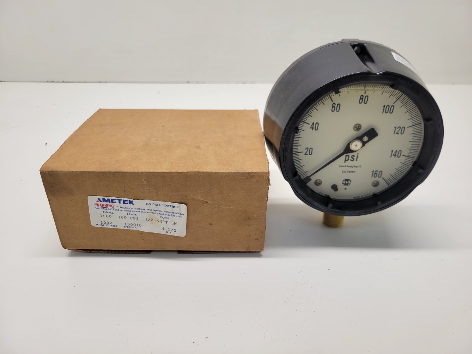 NEW OLD STOCK! AMETEK 0-160PSI PRESSURE GAUGE 1980