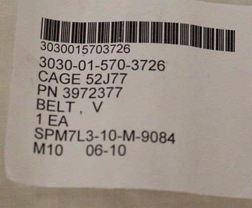 Cummins V Ribbed Belt – 3972377/ G12-C7-F09 / 3030-01-570-3726 – New