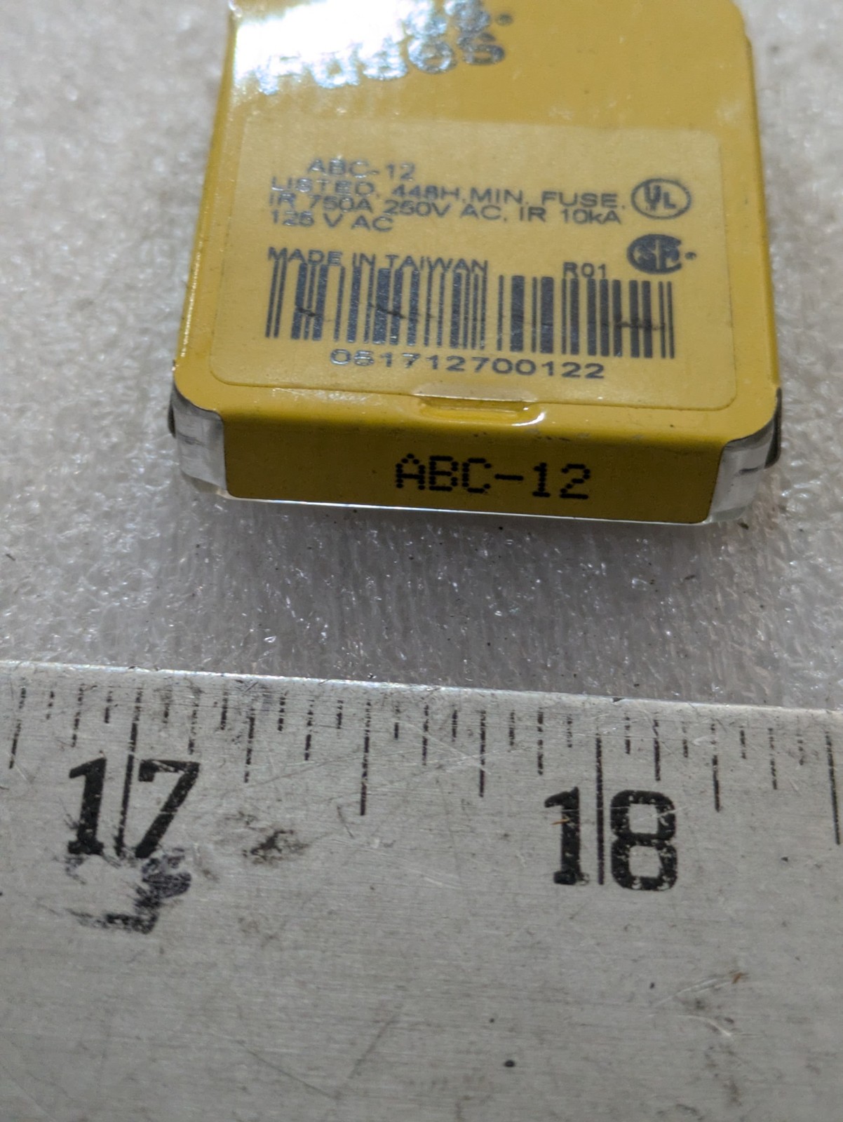 BUSS FUSES ABC-12 125-250V AC 10KA 750A 1BX44 ‘PACK OF 5’