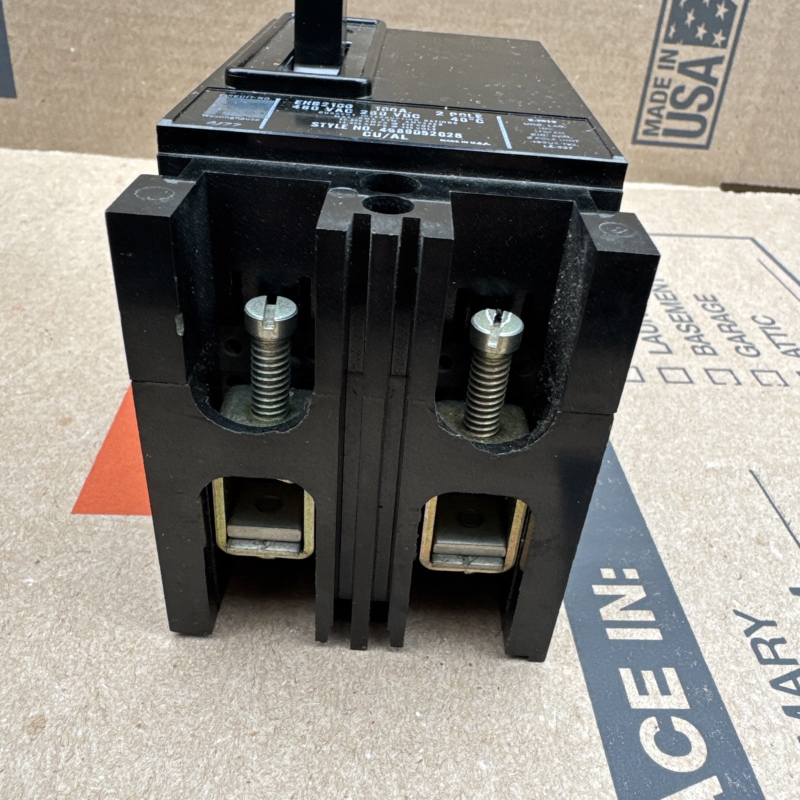 Westinghouse EHB2100 AB Deion Circuit Breaker 2 Pole 100 Amp 480V AC Electrical