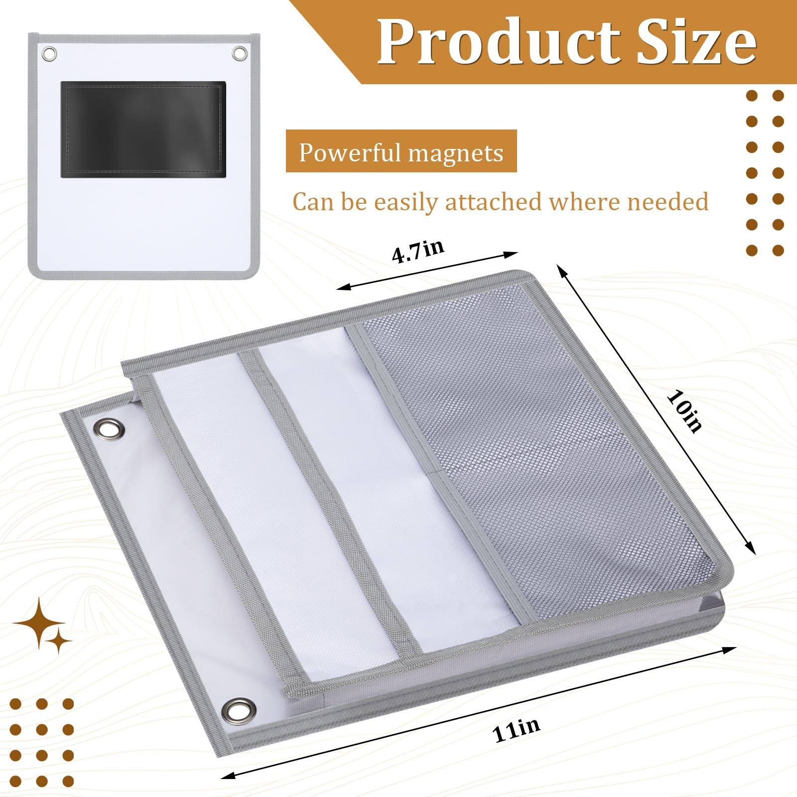 Henoyso 2 Pcs Magnetic Locker Organizer File 10.63 x 5.91 x 0.98 inches, Gray