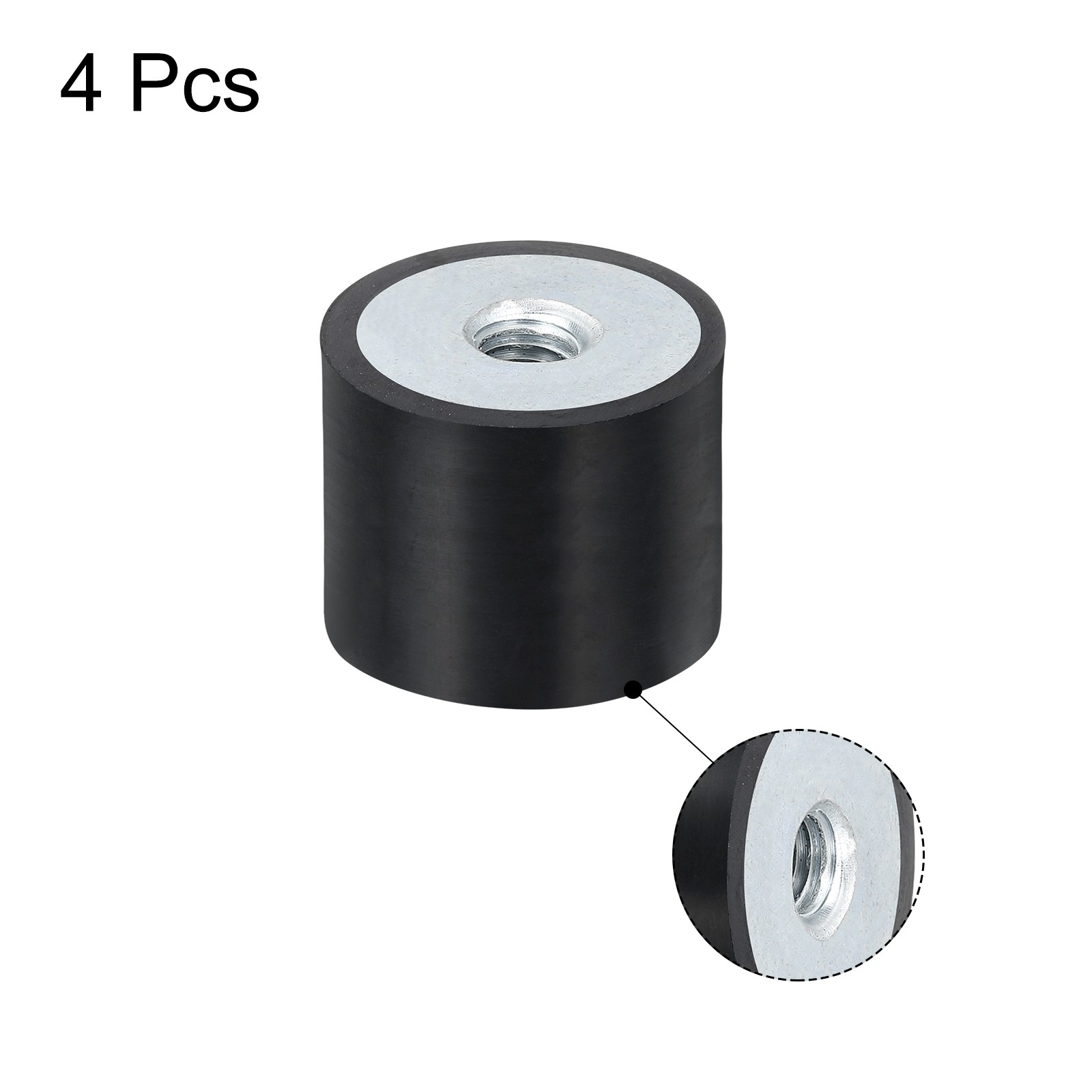 4Pcs 30 x 25mm M8 Thread Female Rubber Mounts, Silent Block Base Block