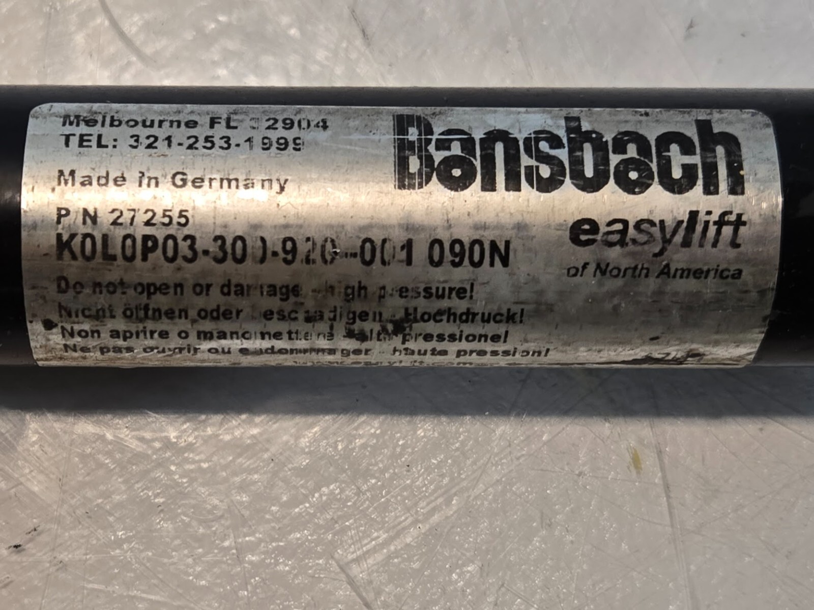Bansbach Easylift Gas Spring 27255 | K0L0P03-300-920-001 090N | 32-3/4″ Long