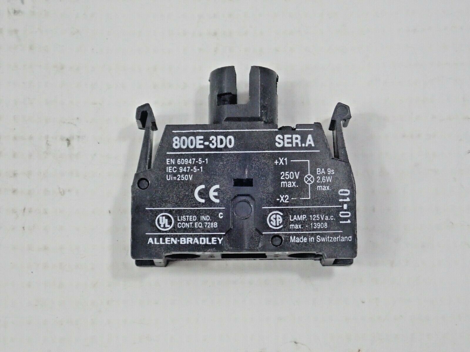 Allen Bradley 800E-3D0 Ser A Pilot light module 250V Lot of 3