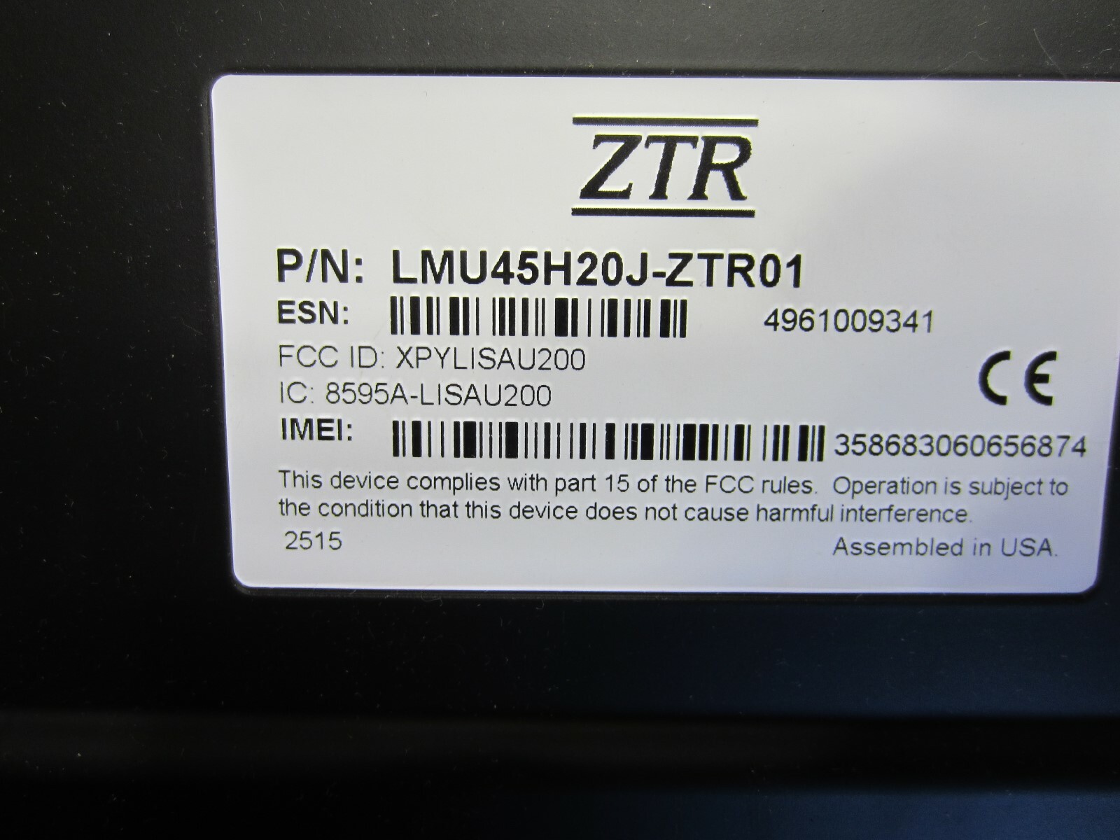 New ZTR LMU45H20J-ZTR01 Communications Control Module