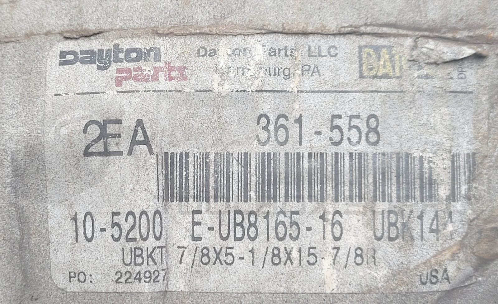 NEW DAYTON PARTS 361-558 U-BOLT KIT UBKT 7/8×5-1/8×15-7/8R