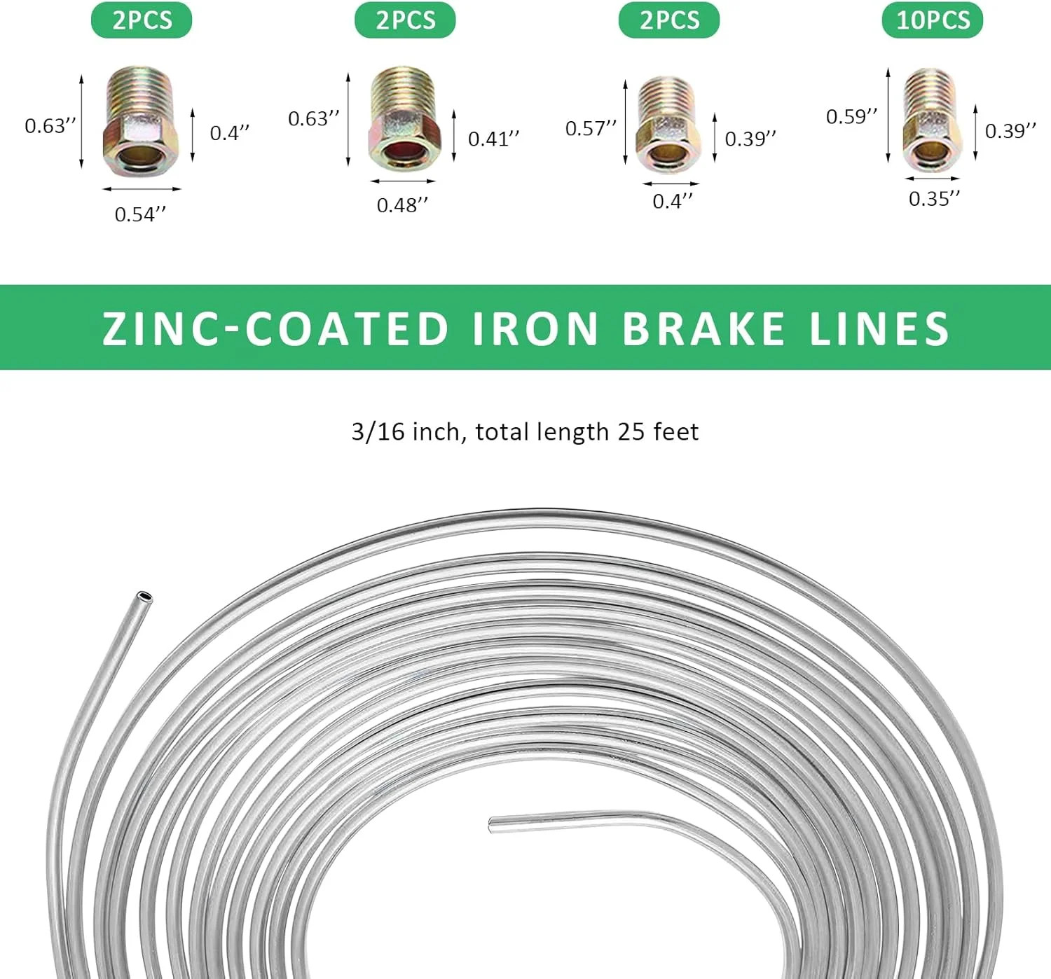 Sun Walker 25Ft 3/16″ Brake Line, Bendable Zinc-Coated Iron Brake Line Tube Roll