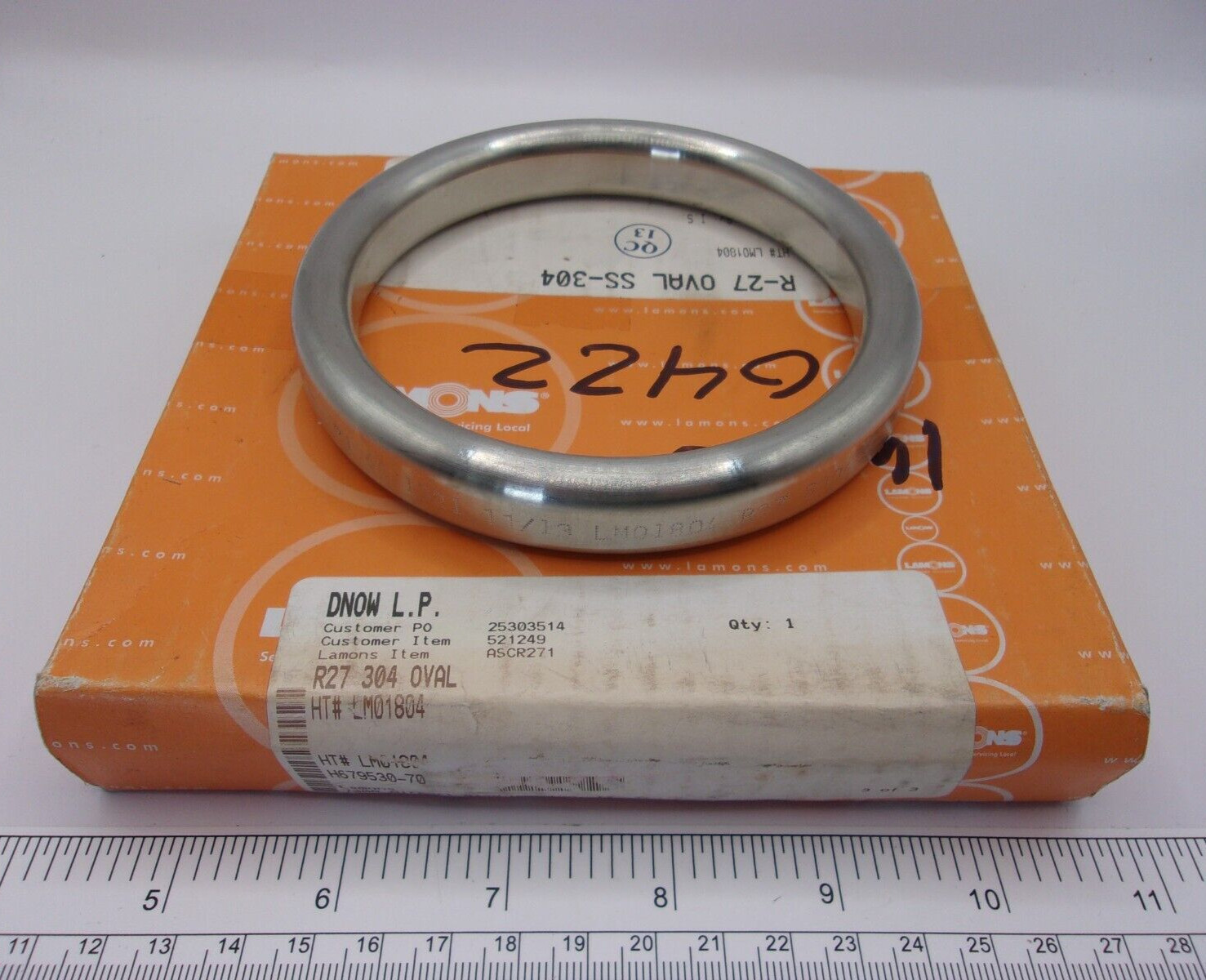 LAMONS API 6A 1321 11/13 LM01804 R27 S304-4, OVAL SEAL, SS-304, 1068A