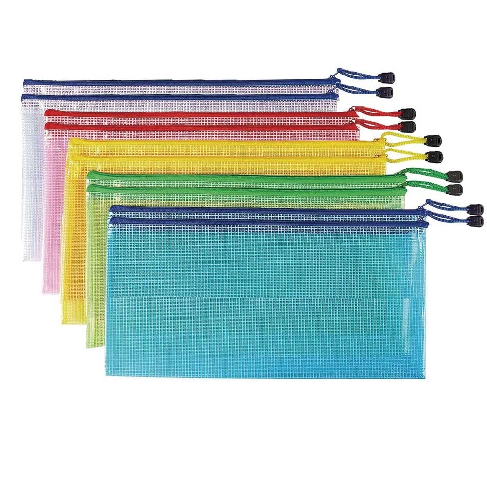 10 Pcs Mesh Zipper Pouch Document Bag, A6 Zip A6(9.3×4.3Inch), Multicolored
