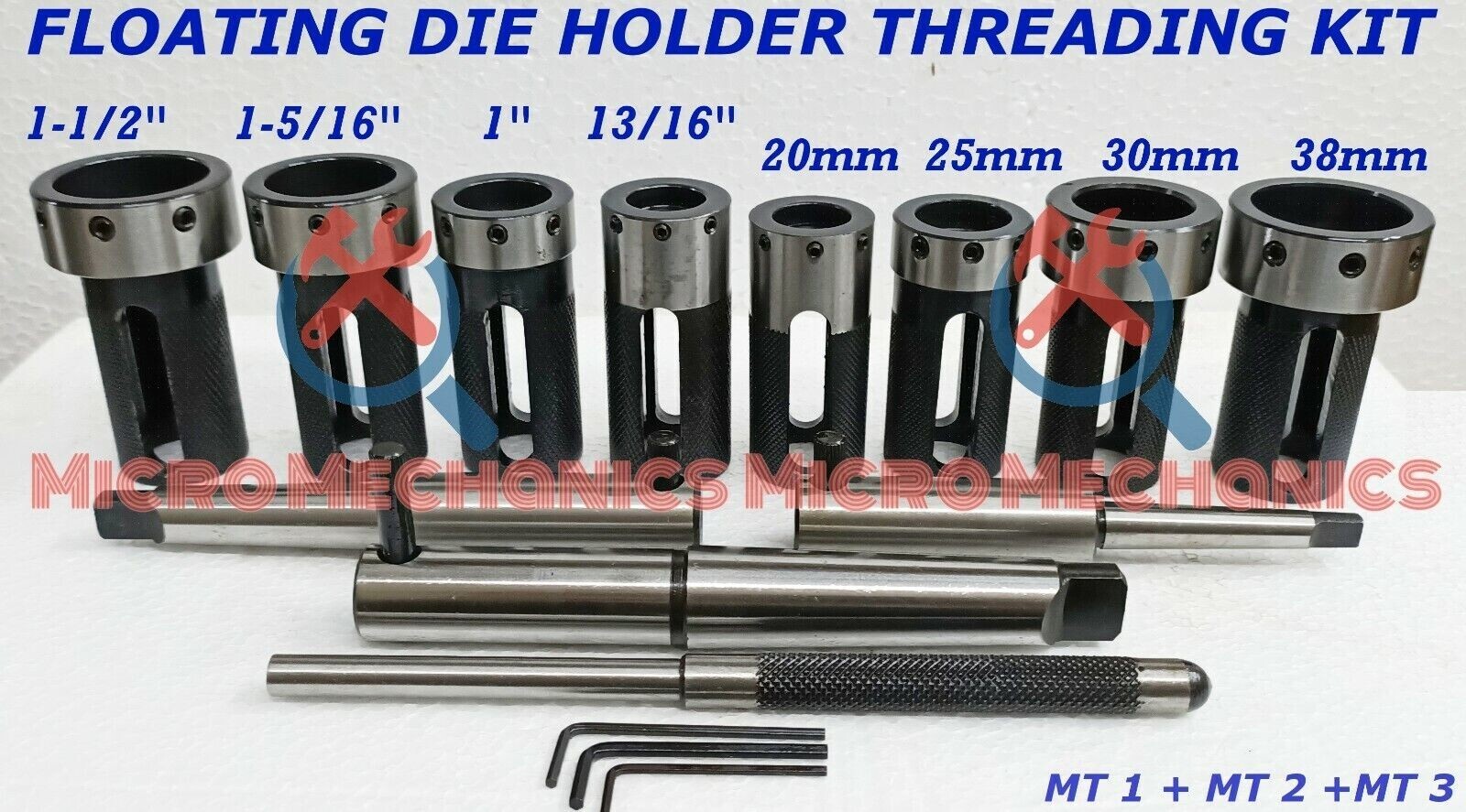 1MT 2MT 3MT Lathe Tailstock Die Holder Floating Type Shank Lathe Threading Kit