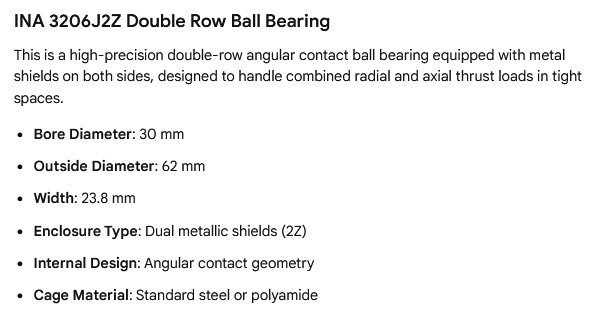 1 NEW INA 3206J2Z DOUBLE ROW BALL BEARING NIB ***MAKE OFFER***