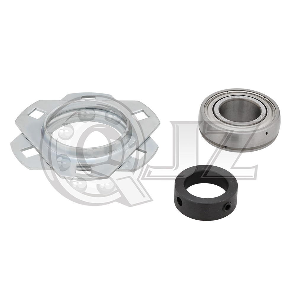 [Qty.2] SAPFT206-19G 3-Bolt Pressed Steel Triangular Housing, 1-3/16 in Bore ID