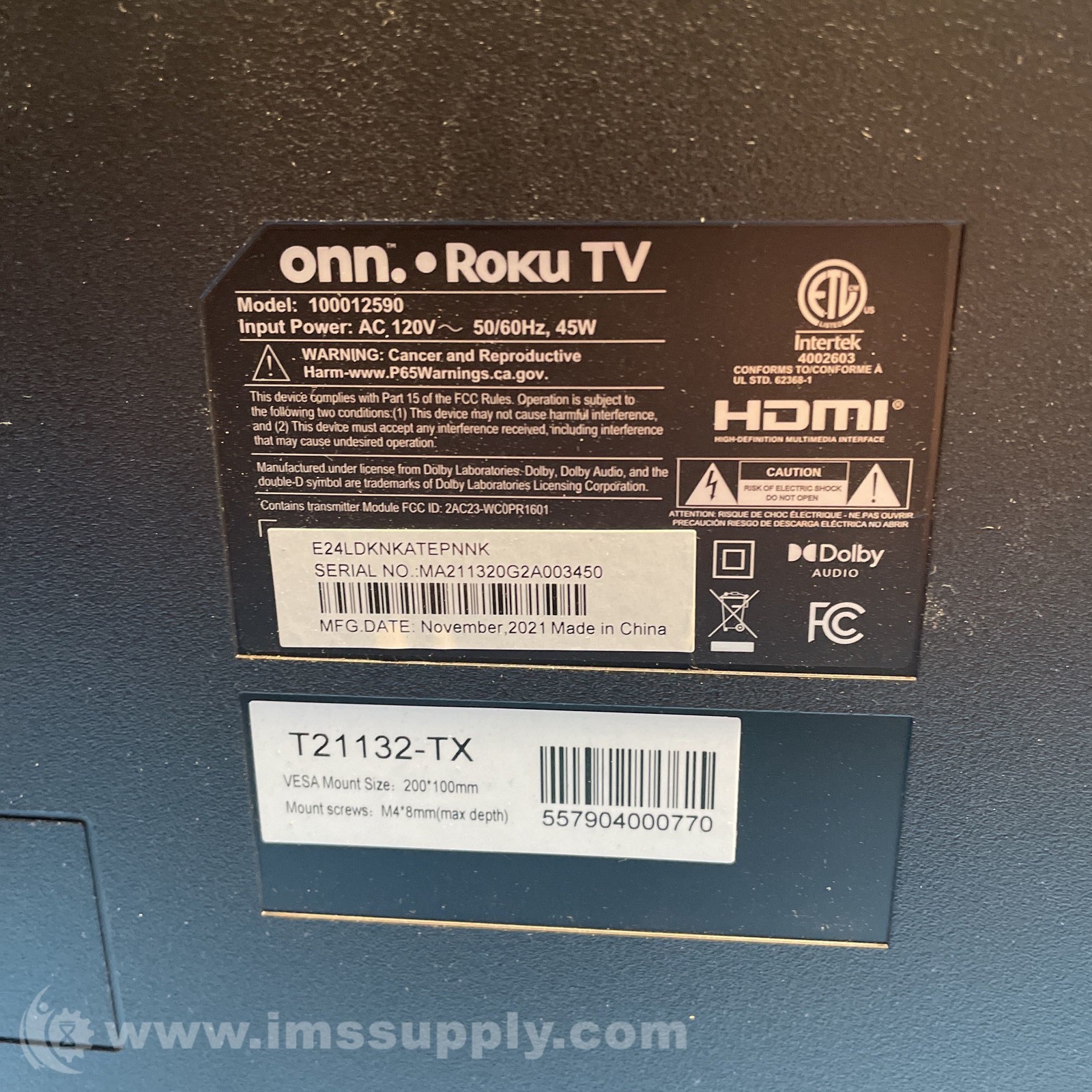 Onn. 100012590 Roku 24 inch 720P LED TV USIP