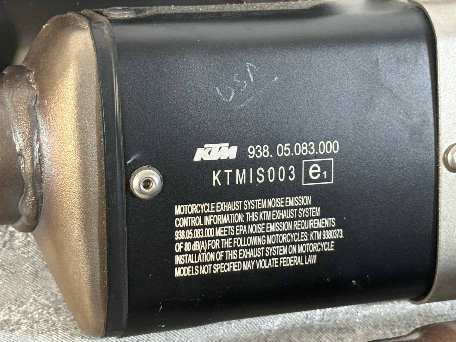 KTM MOTORCYCLE EXHAUST SYSTEM KTMIS003 938.05.083.000 & Catalytic Converter OEM