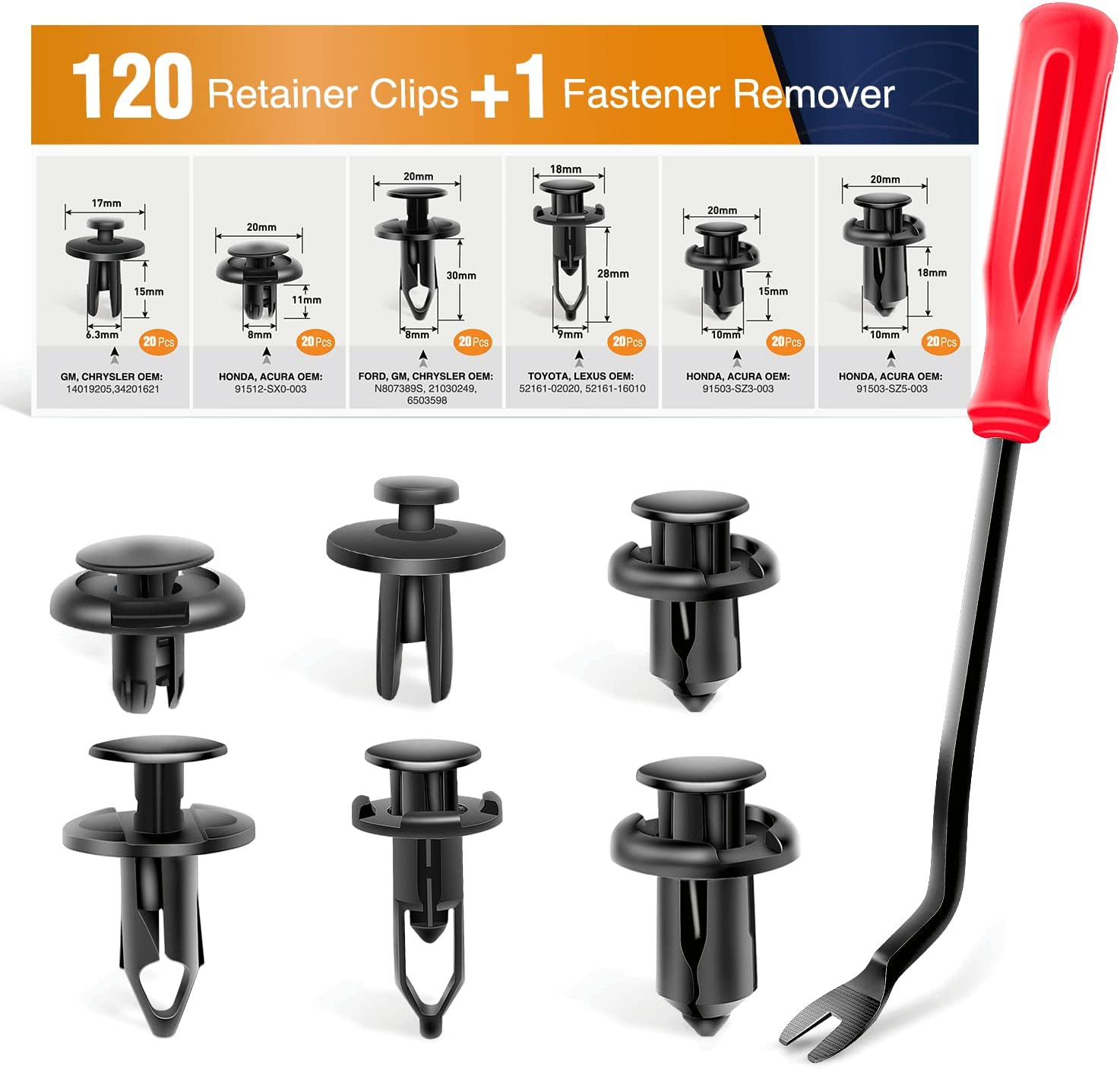 GRC-30 120PCS Car Retainer 6.3Mm 8Mm 9Mm 10Mm Expansion Screws Replacement Kit B