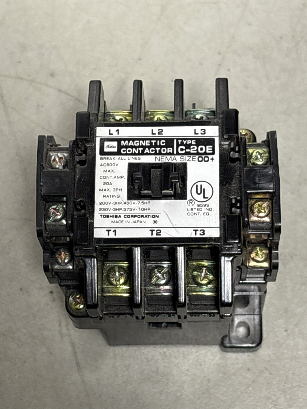 Toshiba Type C-20E Magnetic Contactor Size 00+ 20 Amp – New in Box