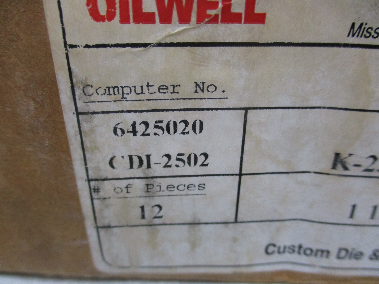 BOX OF 12 NATIONAL OILWELL VARCO 6425020 K-25 TUBING TONG 1-1/4, T0968