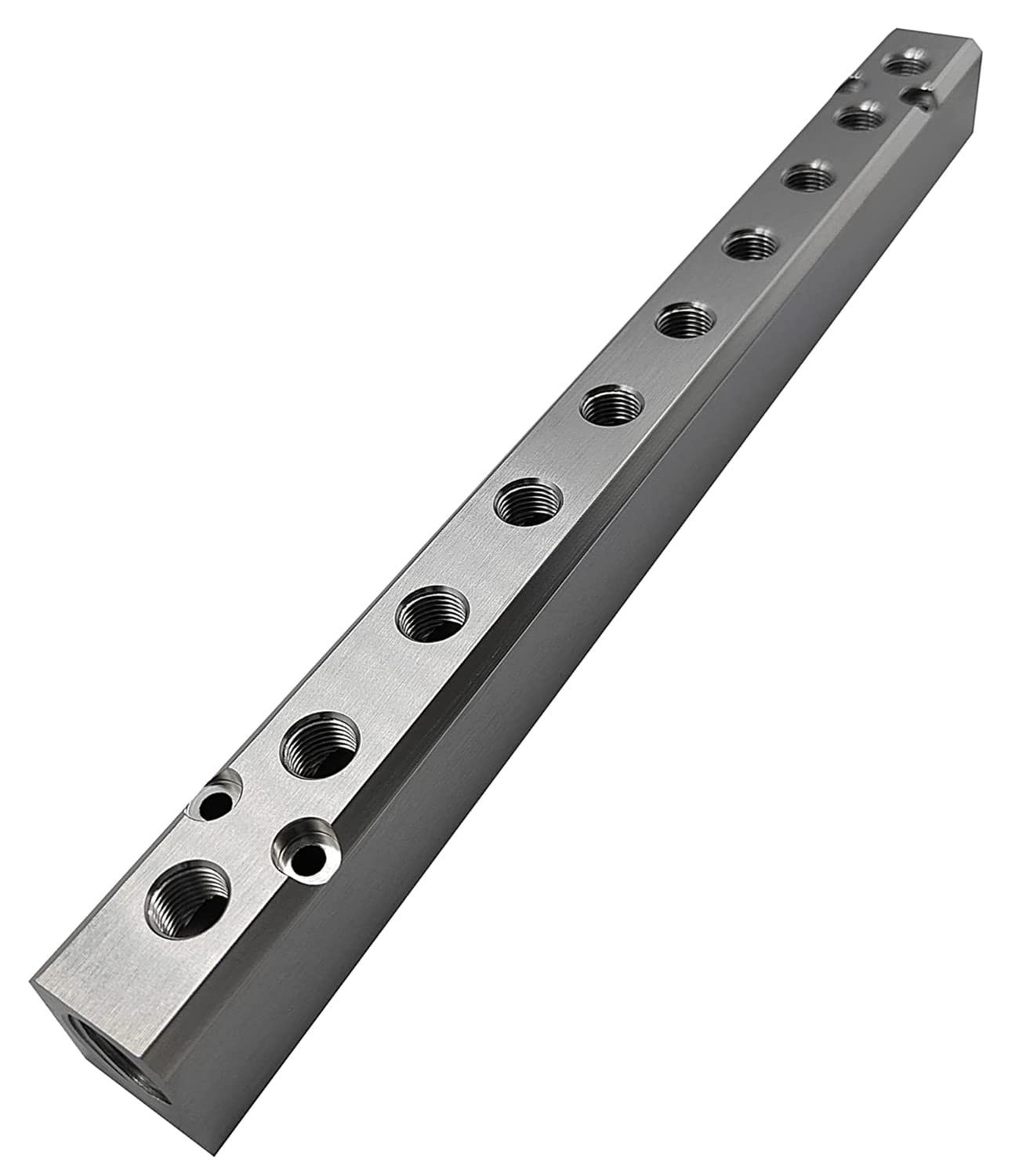 10 Way Pneumatic Manifold Air Distribution Block Aluminum G1/2 G1/4 Ports
