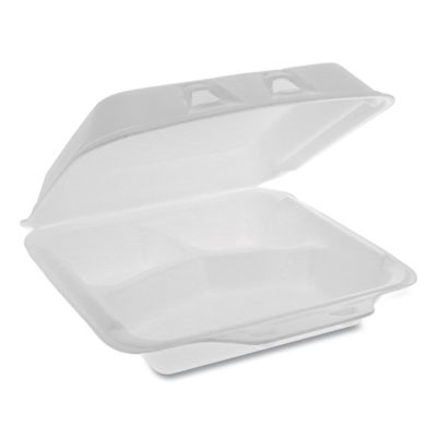Pactive YHLW07030000 Foam Hinged Containers, Small, 3-Compartment