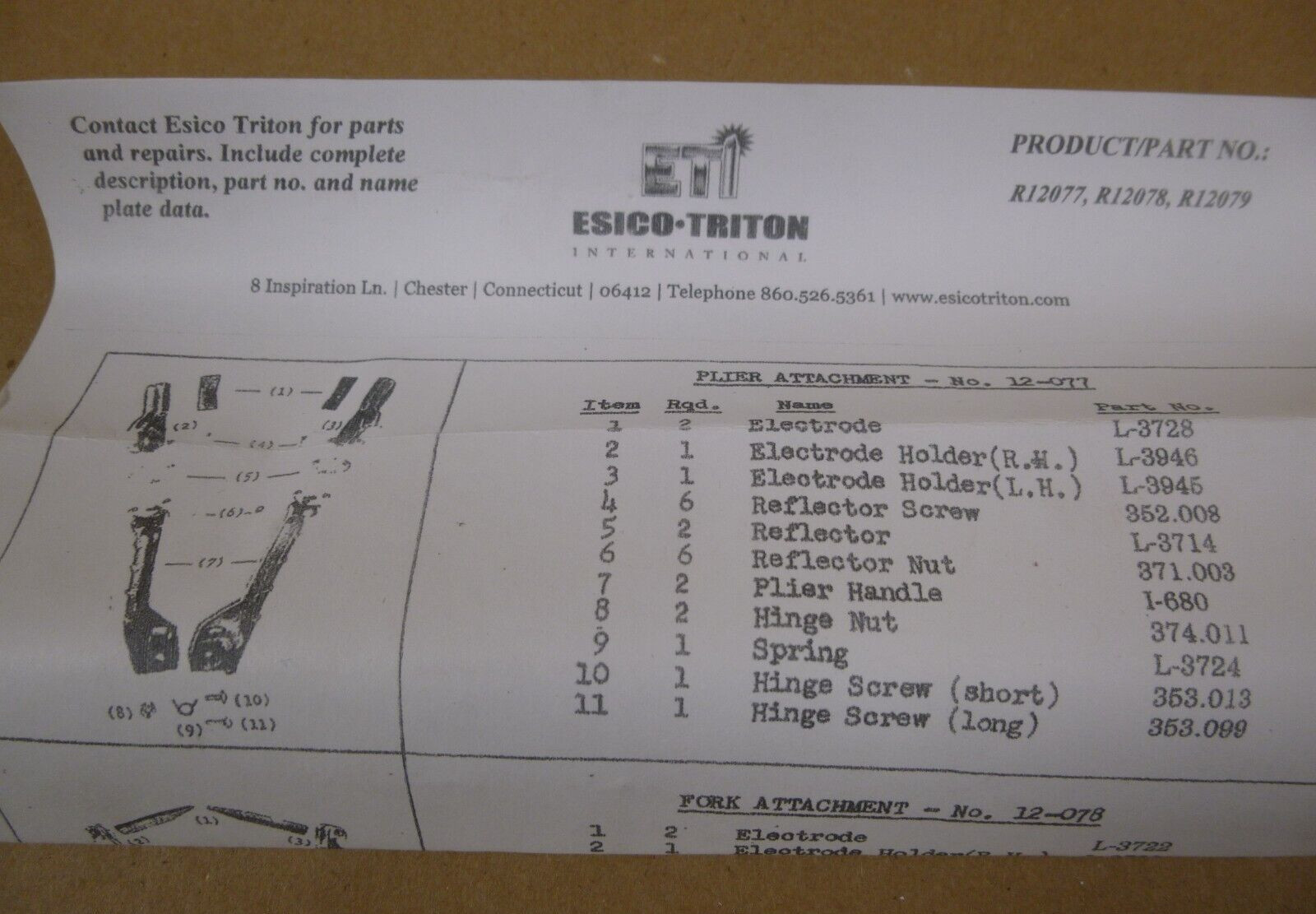 Esico Triton R12078 Dual-Probe Soldering Handpiece 450Watt Fork Type RL3722
