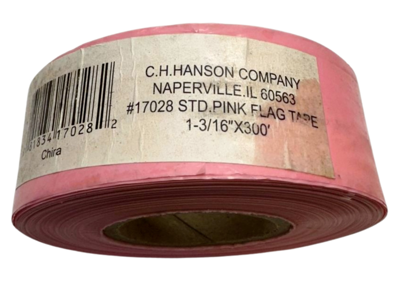 (Box of 5) C.H Hanson 17028 STD Pink Flagging Tape Ribbon, 1-3/16” x 300′