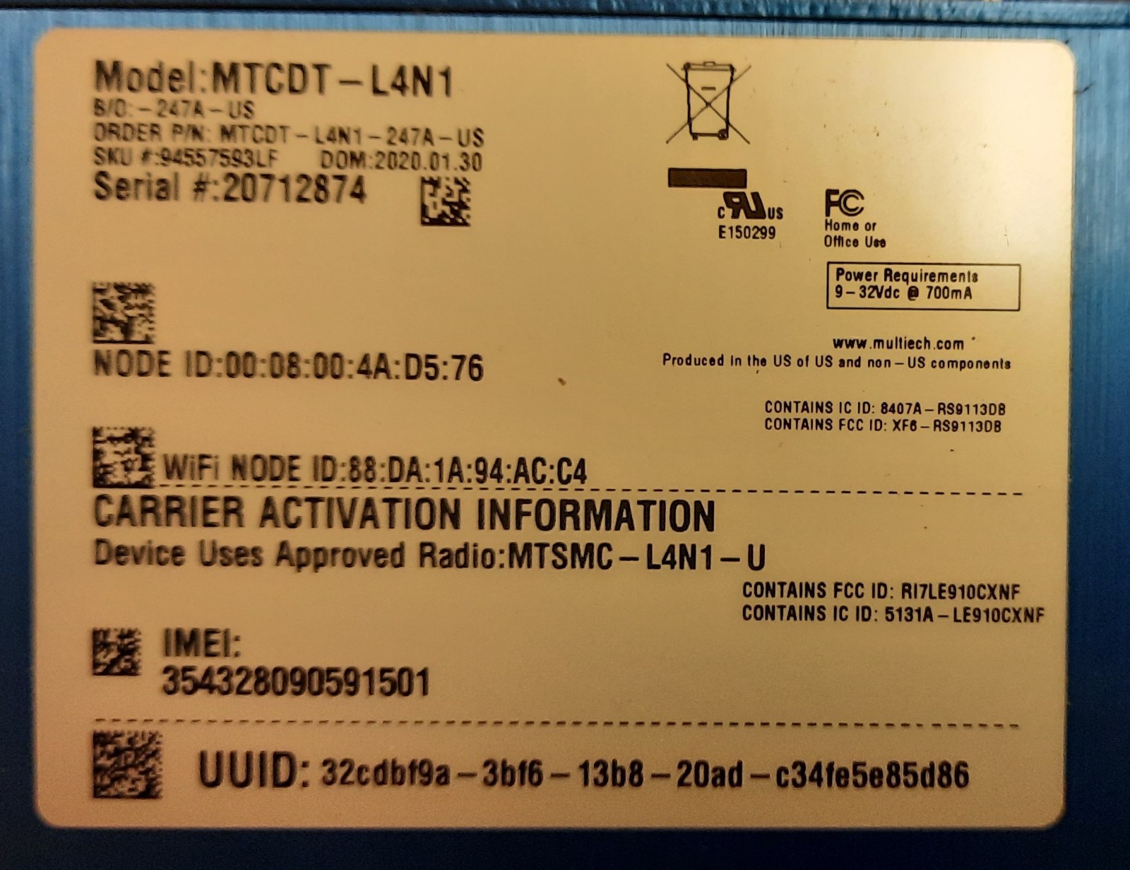 Multitech MTCDT-L4N1 Programmable Gateway