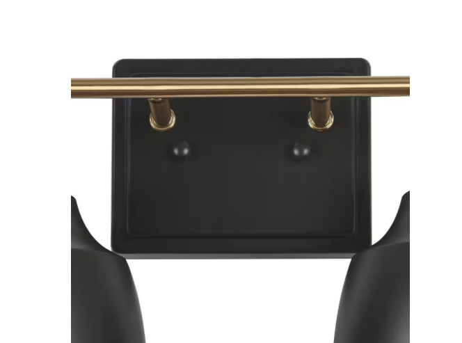LNC Modern 2-Light Black Light w/ Brass Plated Metal Arm White Inner Bell Shades