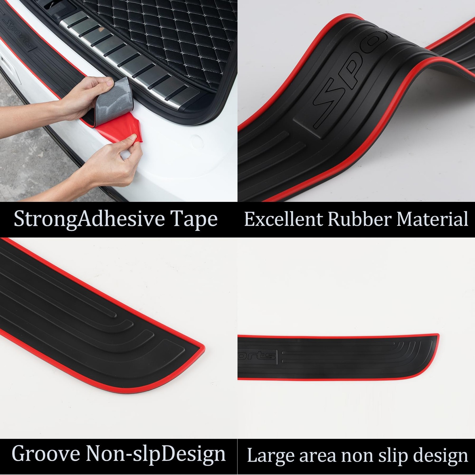 Car Rear Bumper Protector, 41inch x3.5inch Car/SUV Universal Rubber Anti-Scra…