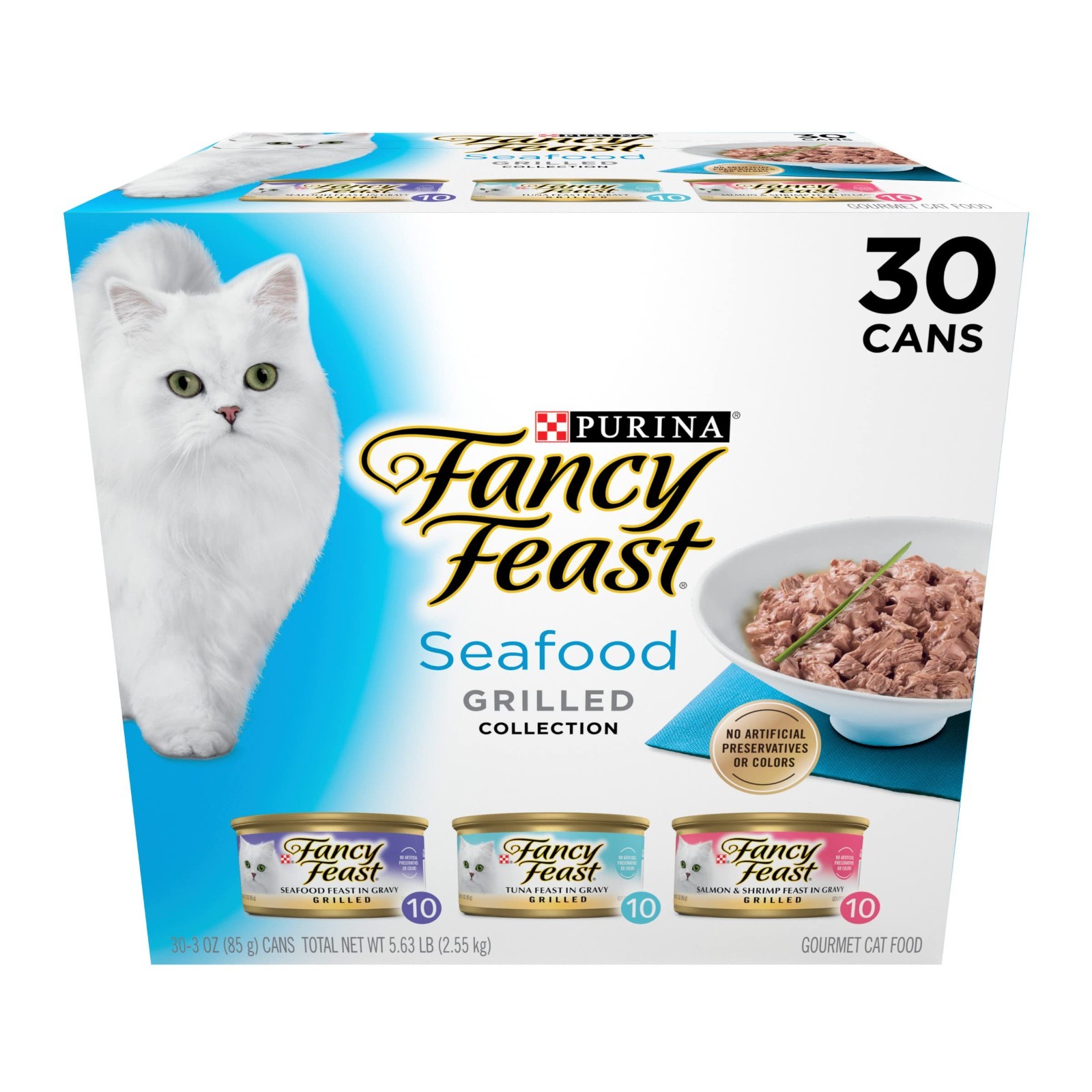 Fancy Feast All Life Stages Cat Wet Food – Grilled, Seafood, Variety Pack, 90 ct