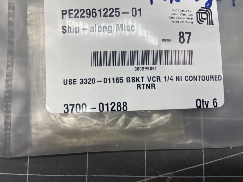 Applied Materials/AMAT Gskt VCR 1/4 NI Contoured Rtnr PN: 3700-01288 (pkg 6)