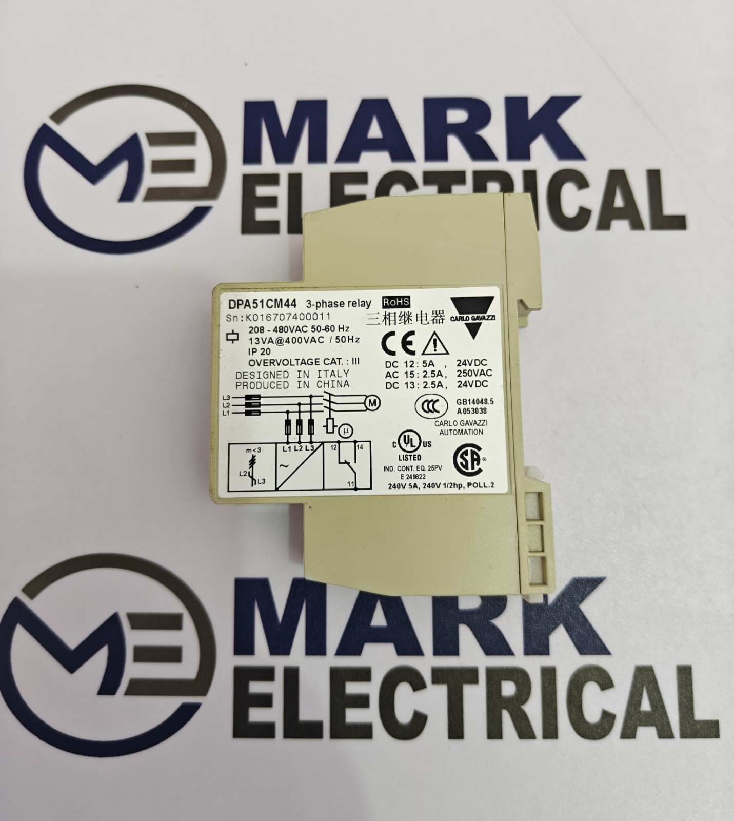 CARLO GAVAZZI DPA51CM44 3-PHASE RELAY VOLTAGE 220VAC/24VDC FAST SHIPPING