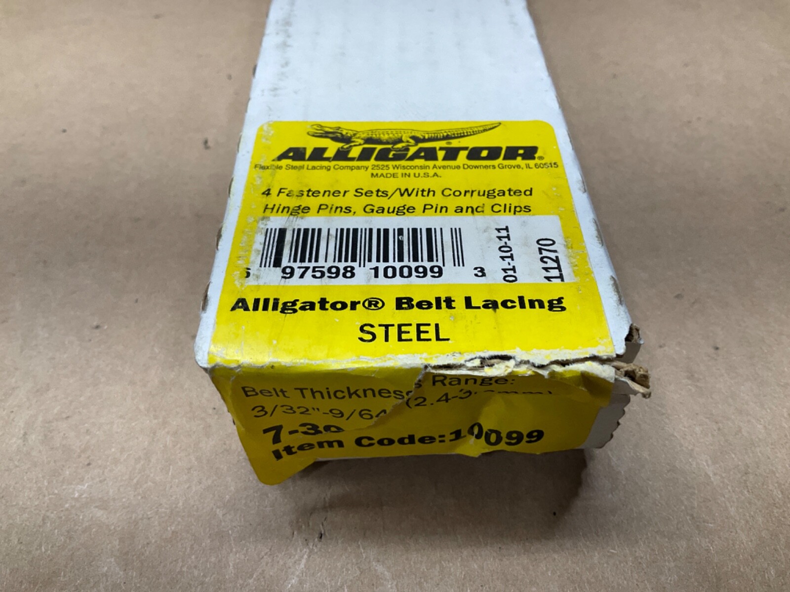 Box Of 4 Alligator 7-30 Steel Belt Lacing Fastener Sets 3/32”-9/64” #26A87PR2IAC