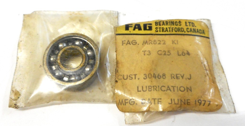 FAG, BALL BEARING, MR822, 8 X 22 X 7 MM, OPEN, SINGLE ROW, LOT OF 2