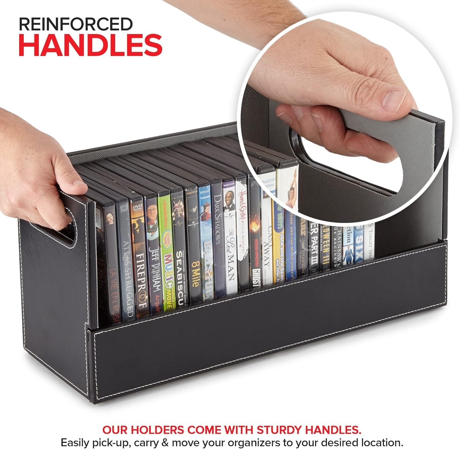 DVD Storage Box, Movie Shelf Organizer for Blu-Ray, Video Game Cases, CDs, VHS