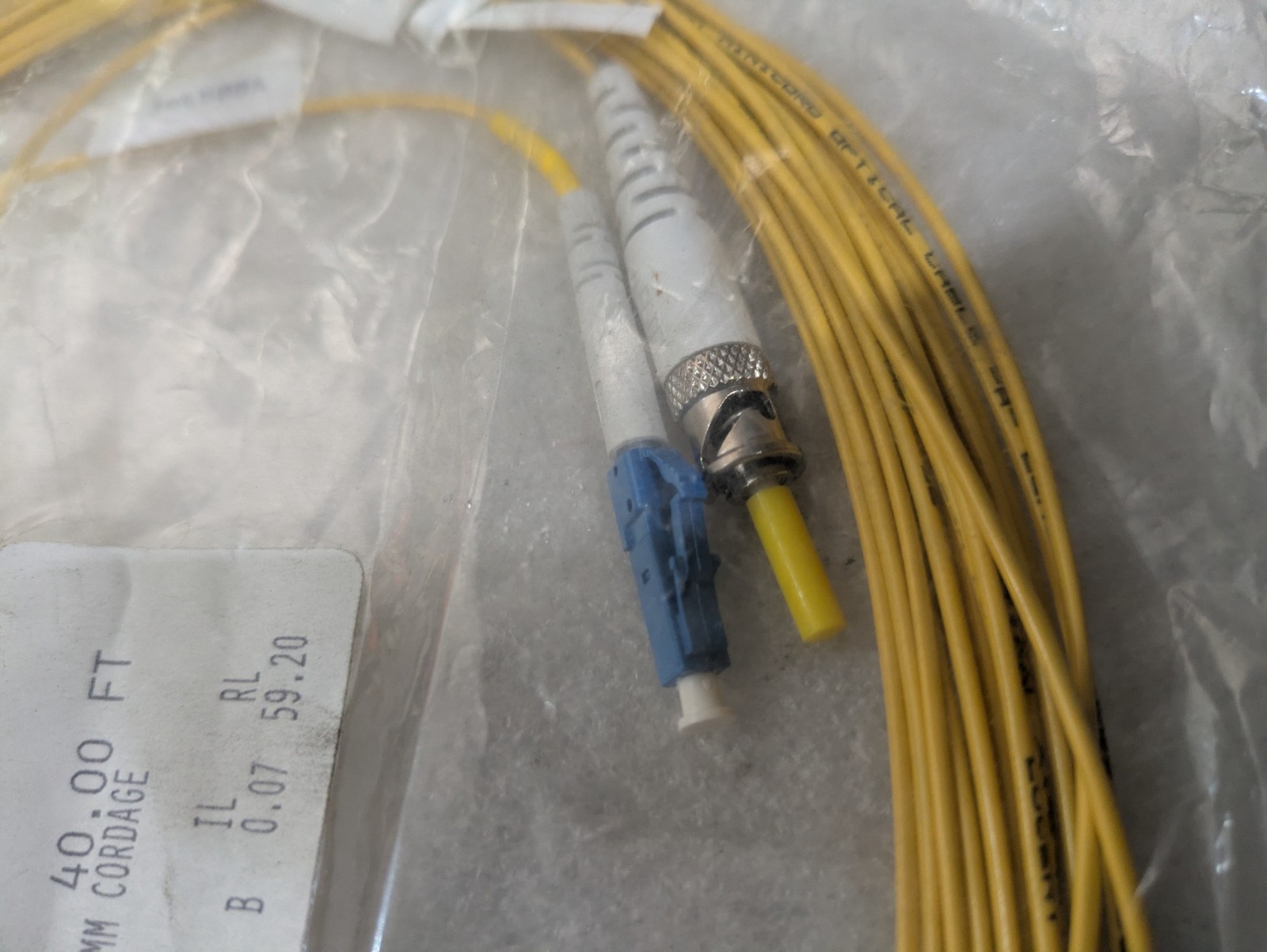 Lucent Technologies MS1LC-EP-40 LC ST SM Simplex 40ft Fiber Optic Patch Cord OEM