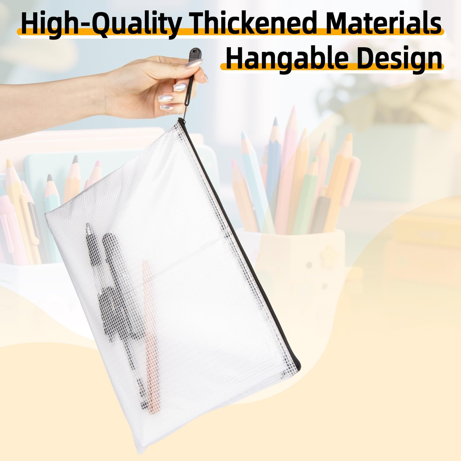 RAINFLOW a4 Mesh Zipper Pouch Bags – 12 PCS Reusable Multicolor