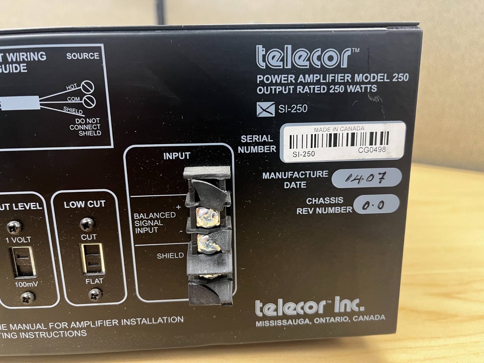 Telecor SI-250 Power Amplifier, 250W RMS, High Efficiency, used